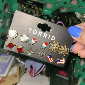 Torrid Earrings 6 pack American Flag Fireworks Popsicle Studs red white & blue